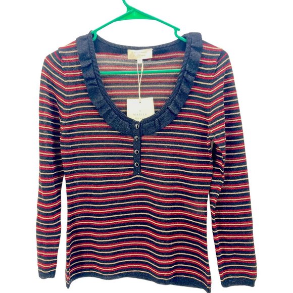 Sezane Tops - Sezane La Maille Women's Abigail Jumper Black Red Long Sleeve Shirt Sz XS New